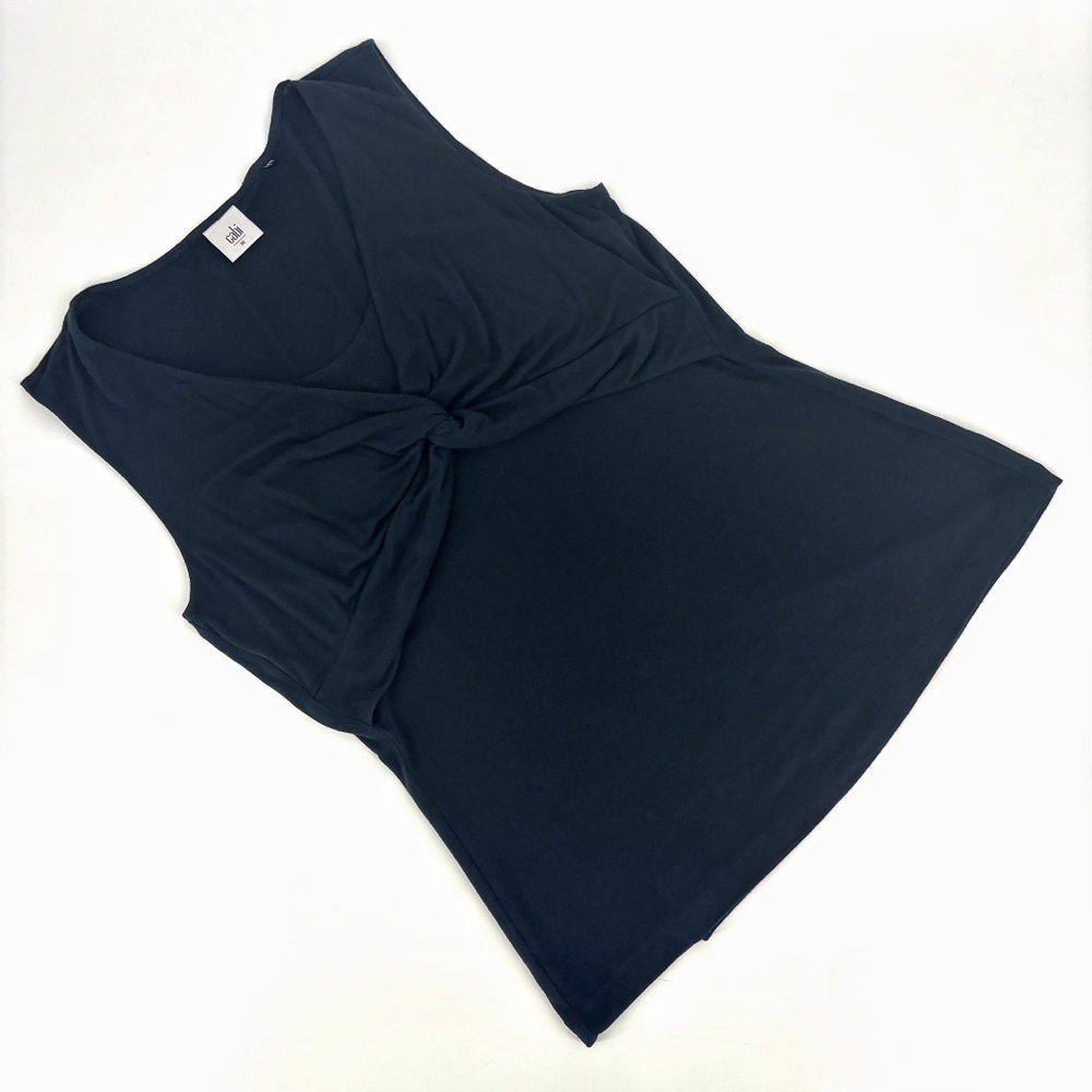 Cabi Show-Off Tank # 3633, Black Baby Rib Knot Front Tank Top, Medium